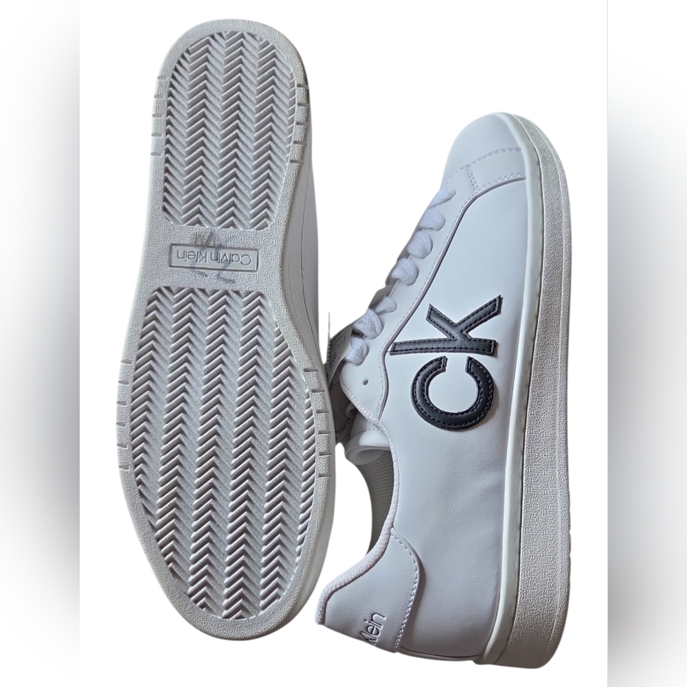 Calvin Klein White Sneakers with Black 'CK' Side Logo - Picture 4 of 4